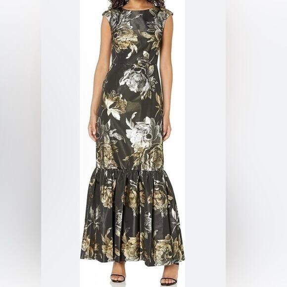 NWT Trina Turk Black Metallic Jacquard Floral Williams Dress Size 2 - Picture 5 of 8